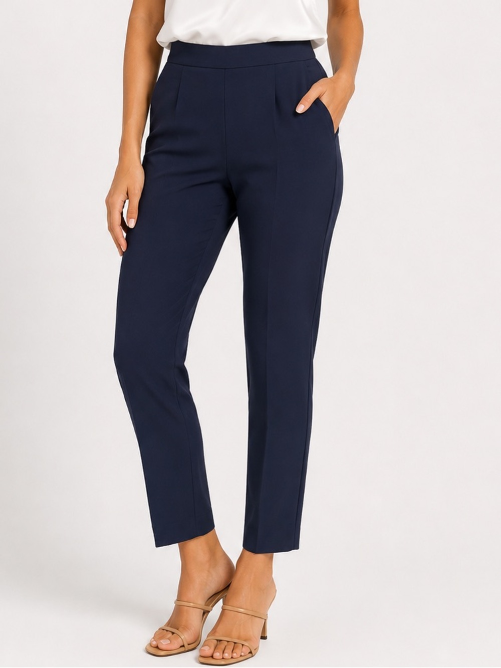 Aritzia Babaton  High Waist Navy Blue Trousers Elastic Waist Womens Size 4